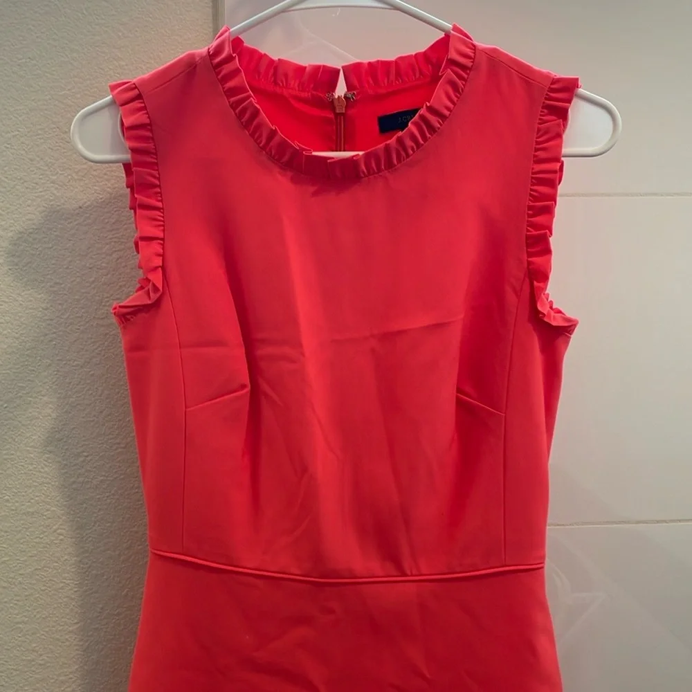 JCrew Ruffle-Trim Dress Neon Papaya - Picture 2 of 5